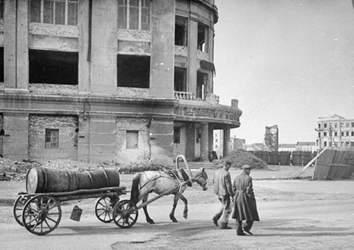 Лошадь у здания универмага.Сталинград(1947г)